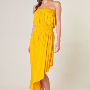 Sugarlips asymmetric strapless Tube dress Elastic waist Midi Length XS S M L